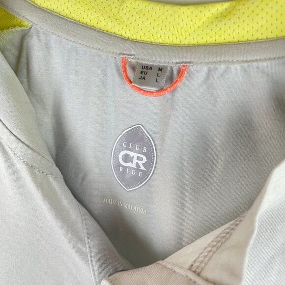 Club Ride Henley Bicycle Jersey Light Gray/Yellow w/ Back Pockets - Size M - Picture 3 of 6